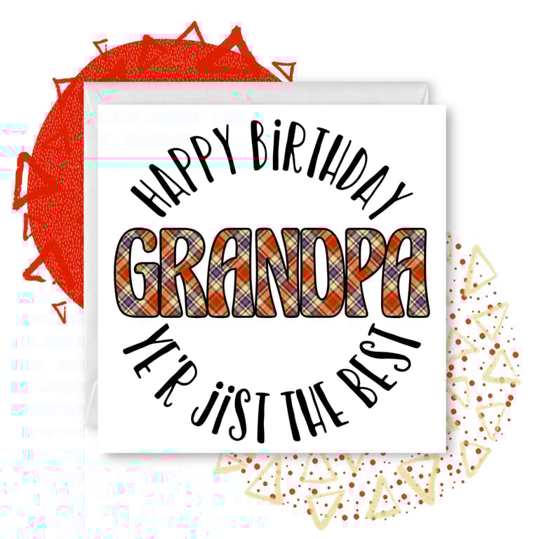 Happy Birthday Grandpa Tartan Doric Greetings Card