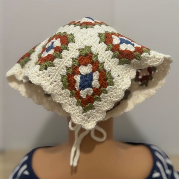 Handmade crochet hobo bandana headscarf 