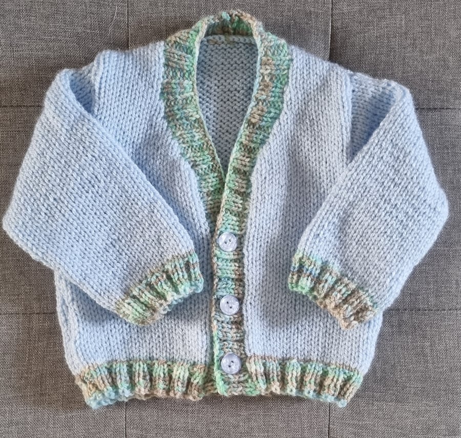 6m to 12m baby boy hand knitted cardigan, long sleeve