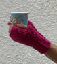 FINGERLESS MITTS , gloves ' Erme Trail '. Soft Wool blend. Pink. - Image 1