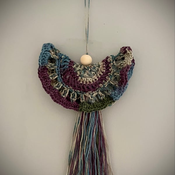 Large Crochet Multi-coloured Boho Angel, Hanging Angel, Guardian Angel