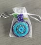 Hand Embroidered Turquoise Blue Brooch - Image 5