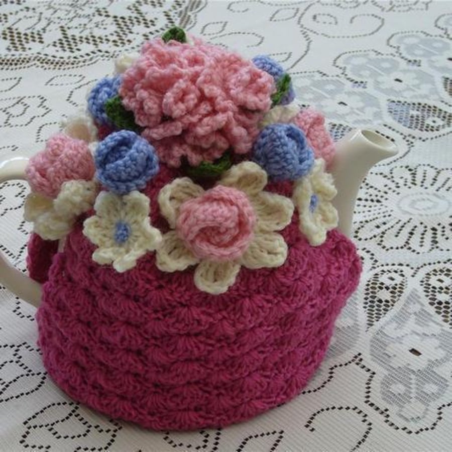 Crochet Tea Cosy/Cosie/Cozy Pink (Made to order)