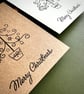 Hand stamped Christmas tree card minimalist winter greetings card rustic design - Image 3