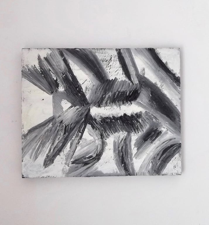 Black & White Abstract Original Oil Painting - Nature & Beauty 