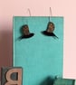 Little Hand Painted Wooden Blackbird Drop Earrings