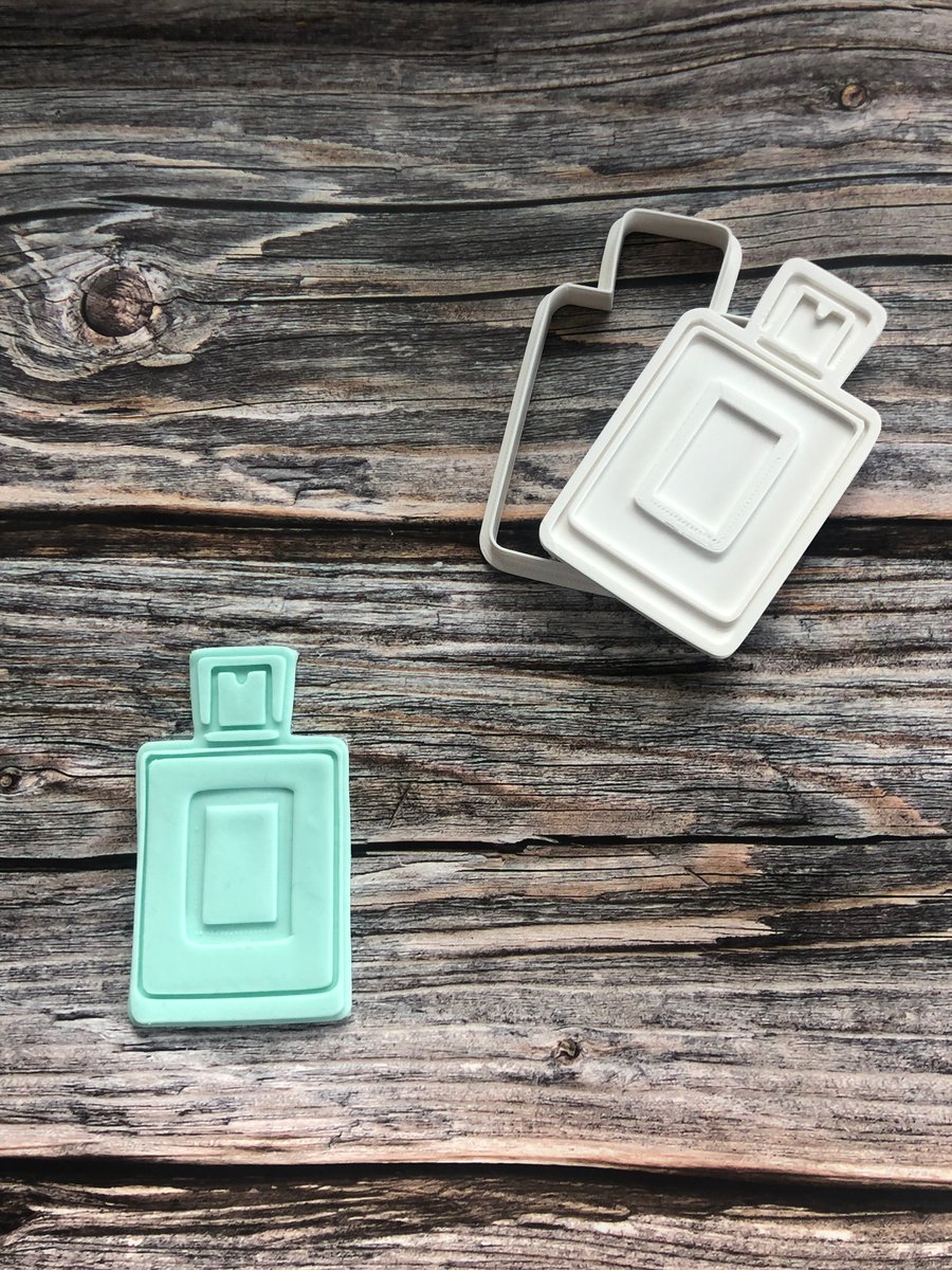Perfume Bottle Cookie Cutter and Fondant Stamp Embosser 