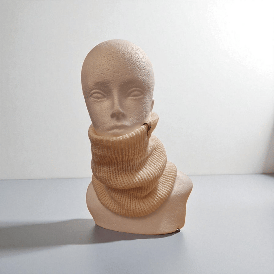 Knitted Cowell  handmade in cream to keep you warm