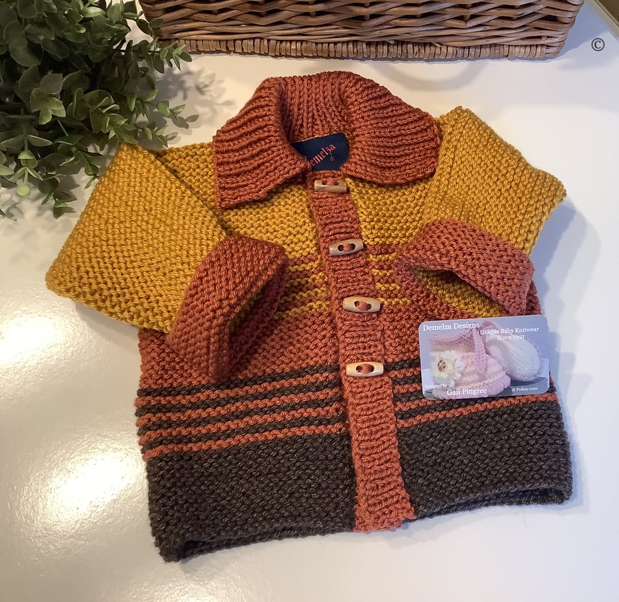 Baby Boy s Hand Knitted Designer Aran Jacket 9 18 months size