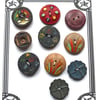 10 Vintage Wooden Buttons