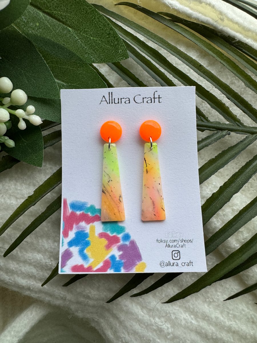 Translucent and Neon Water Colour Fade Earrings