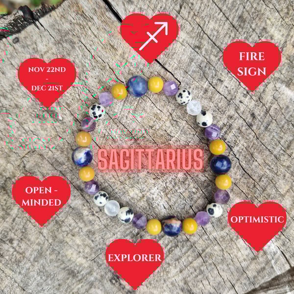 Sagittarius Zodiac Star Sign Gemstone Bracelet 