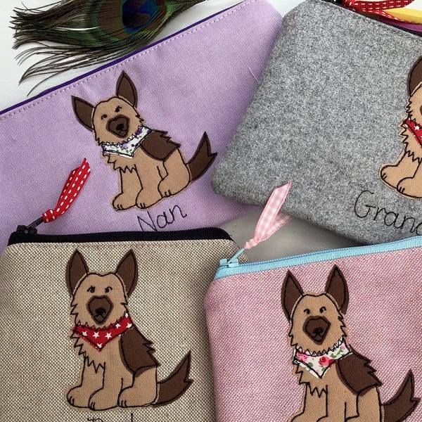 Alsatian German Shepherd Pencil Case - Personalised Dog Pen Art Pouch