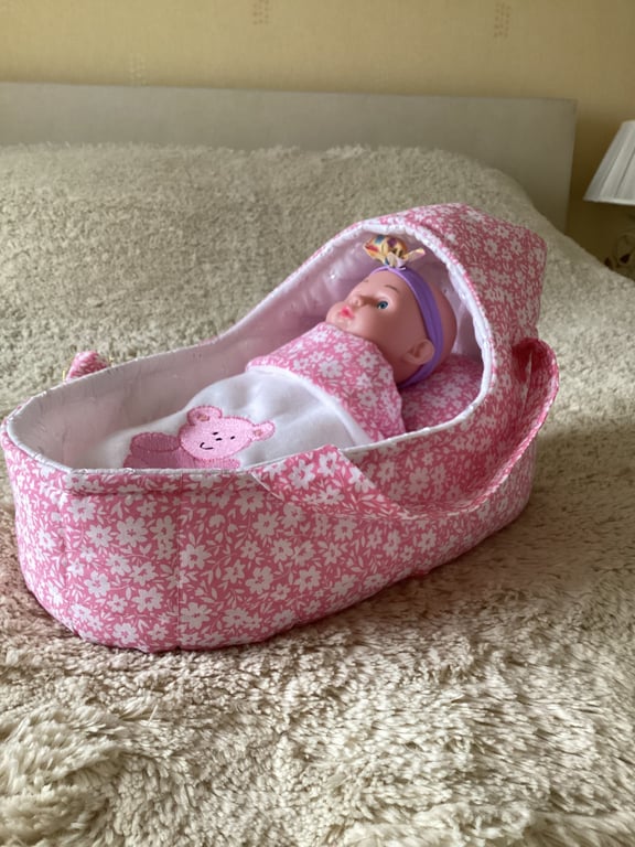 Small Doll's Carrycot with Free Doll