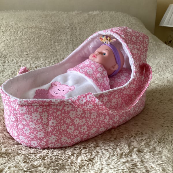 Small Doll's Carrycot with Free Doll