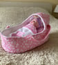 Small Doll's Carrycot with Free Doll - Image 1