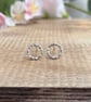 Silver Luna Circle Stud Earrings - Image 3