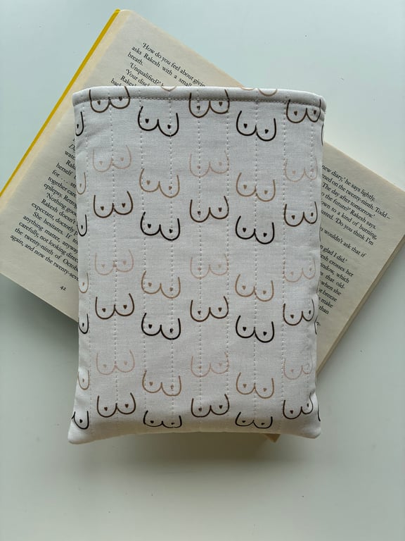 Boobs Print Quilted Fabric Book Sleeve - Paperback Size