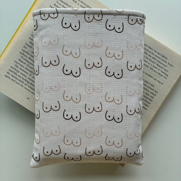 Boobs Print Quilted Fabric Book Sleeve - Paperback Size