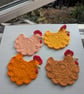 Crochet Chicken Coasters - sunset vibes 