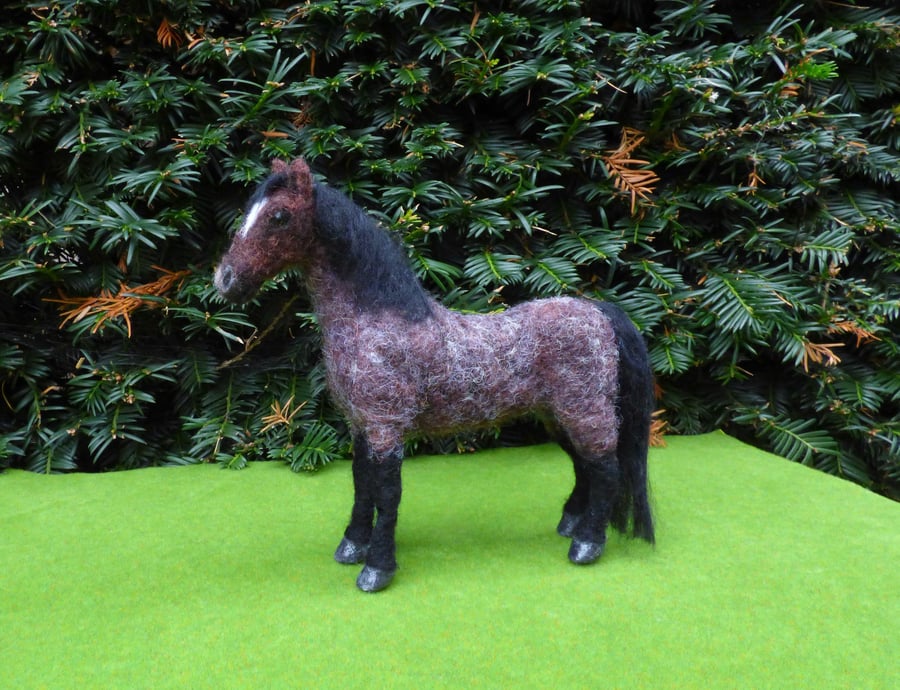 Handmade Needle Felted Bay Roan Horse 
