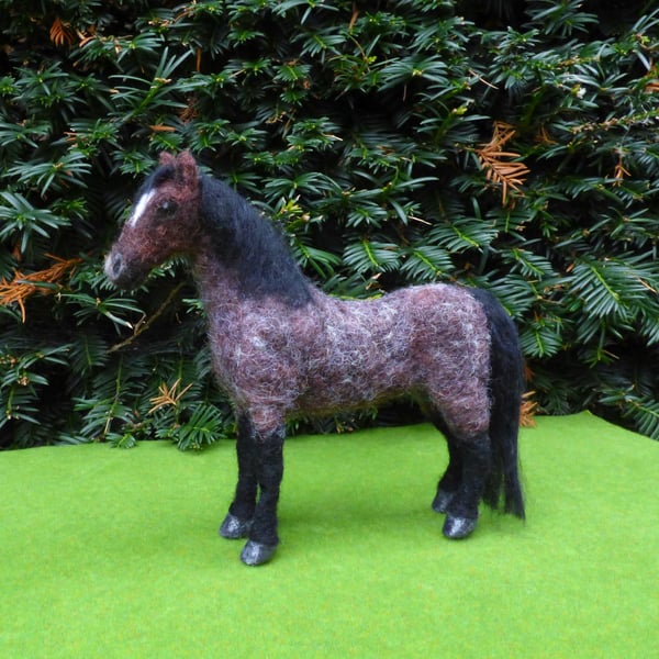 Handmade Needle Felted Bay Roan Horse 