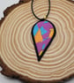 Handmade Polymer Clay Teardrop Necklace, Bold Colourful Artisan Jewellery (60 mm - Image 2