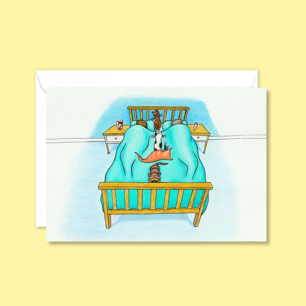 Cats and Kittens Greeting Card: Hand Drawn Illustration for a Cat Lover (111)