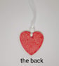 Heart, red and white clay heart decoration, floral embossed gift for her - Image 5