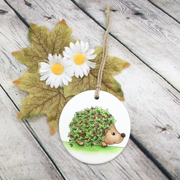 Ceramic Hanging Decoration - Ivy Leaf Hedgehog