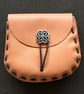 Peach Coloured Leather Medieval Style Pouch with Celtic Knot Closure - Image 2