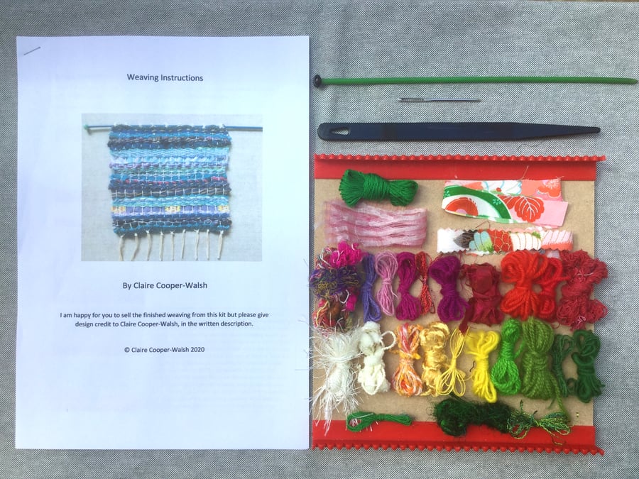 Summer Meadows weaving kit with loom, yarn, needles and instructions