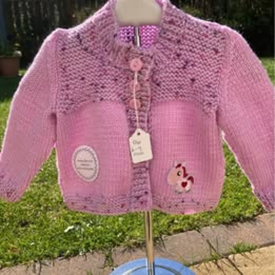 Baby girl cardigan with cute pony attachment - Folksy