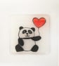Panda Coaster with Red Balloon Heart - Valentines Gift - Image 1