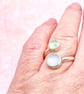 Unique Chalcedony and Prehnite Silver Ring Handmade  - Image 8