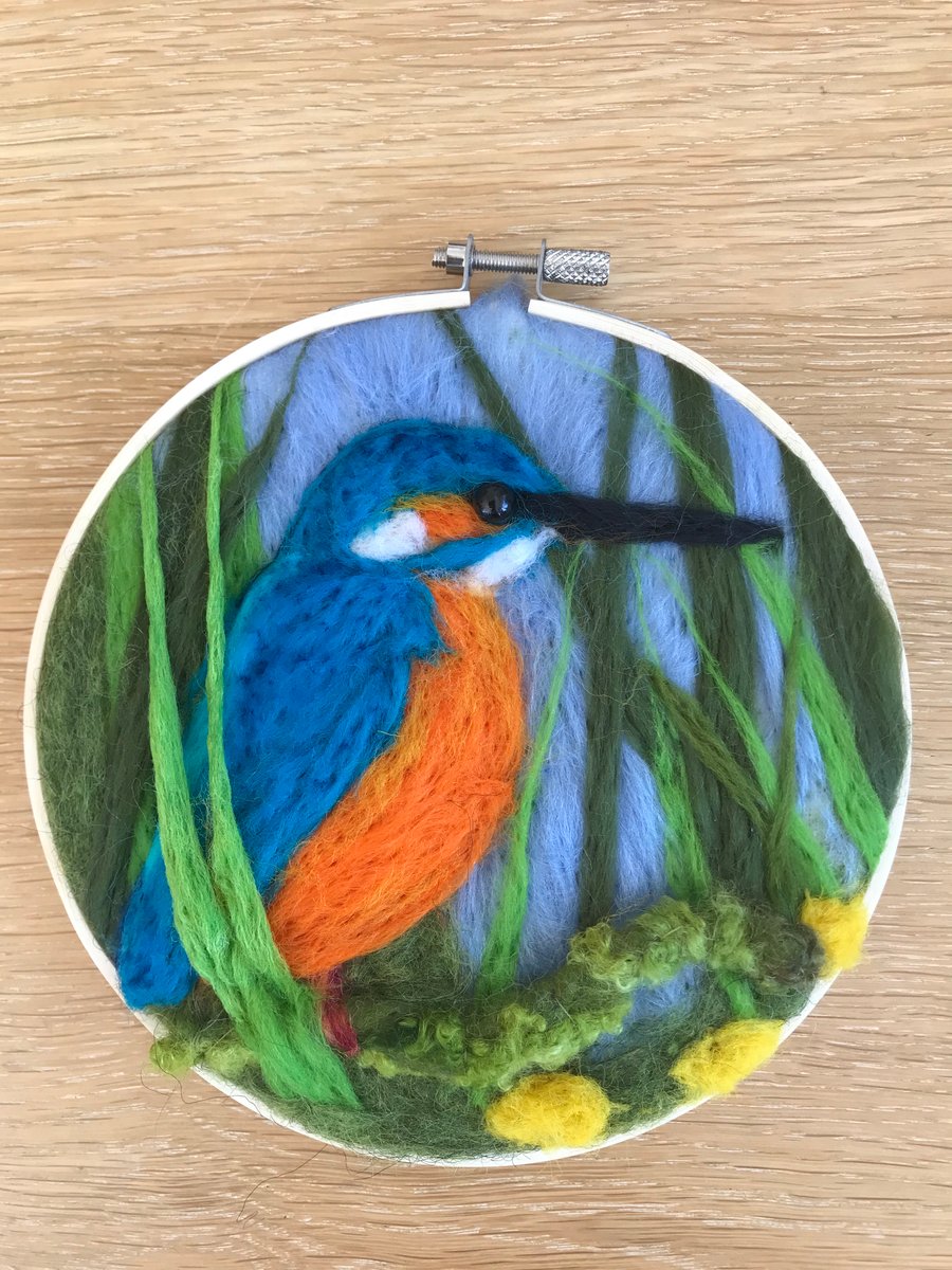 Kingfisher-needle felted-artwork-home decor