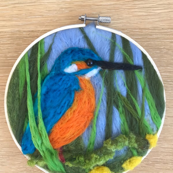 Kingfisher-needle felted-artwork-home decor
