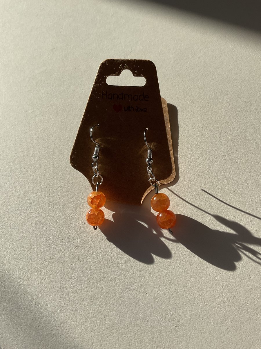 Glass beaded earrings orange