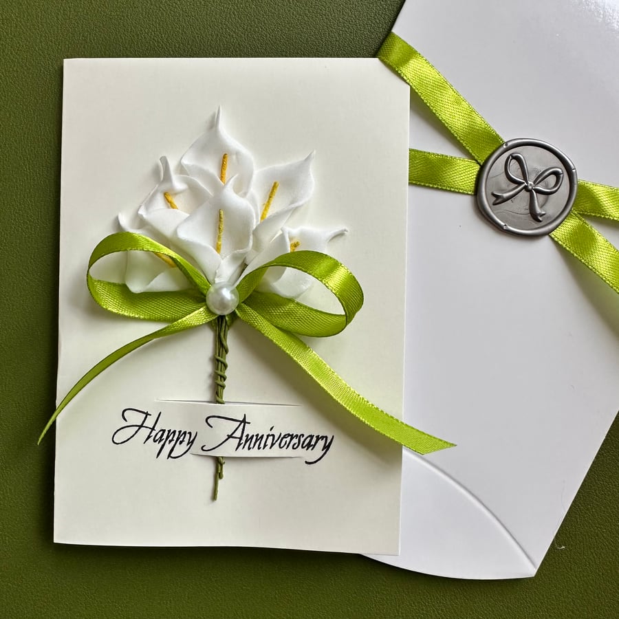 Elegant wedding anniversary floral card wife romantic lily keepsake gift 