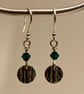 Circular silver earrings with green Swarovski crystals  - Image 3