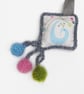 Scissor keeper with needlepoint stripes and crochet trim with balls - Image 4