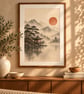 Tea House In The Mist Wall Art - Japandi Stillness Print (Physical Print)