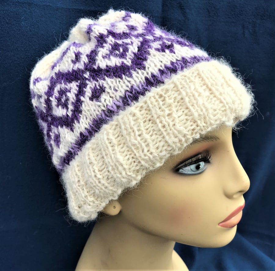 Alpaca Hat with Fair Isle Motif