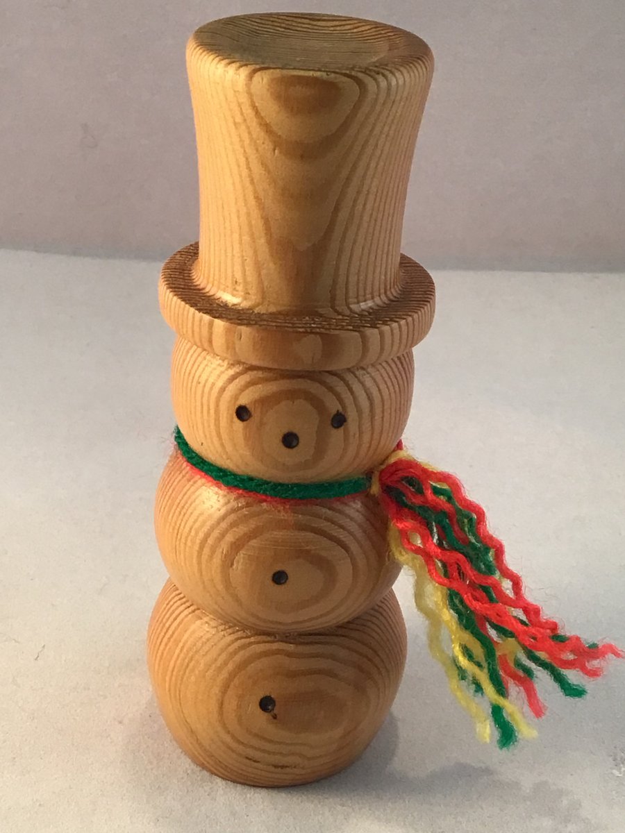 Natural wood snowman.