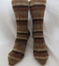 Hand-cranked Knitted Ribbed Wool Socks Size 8 to 9 - Image 1
