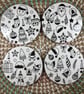 Black & White Christmas Coaster Set – Handmade Wooden Festive Coasters – 4 Piece