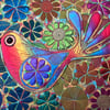 Summer Seconds Fantasy Bird Textile Art Free Machine Embroidery 