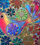 Summer Seconds Fantasy Bird Textile Art Free Machine Embroidery 