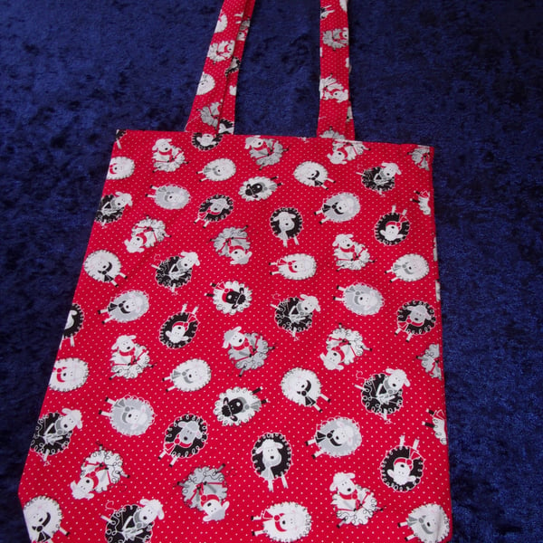 Knitting Sheep Fabric Bag