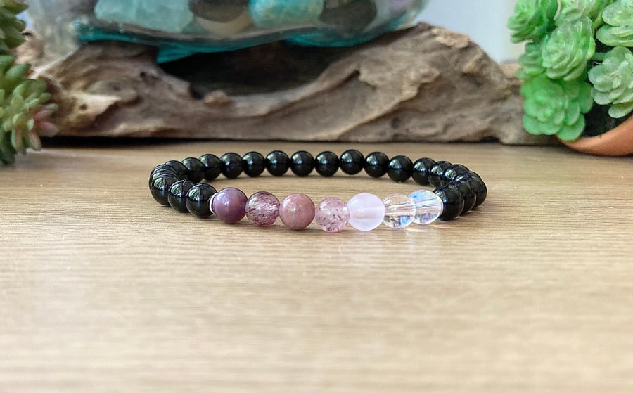 Strawberry Moon Energy Bracelet, Pink Lunar Cycle New Moon Phase 